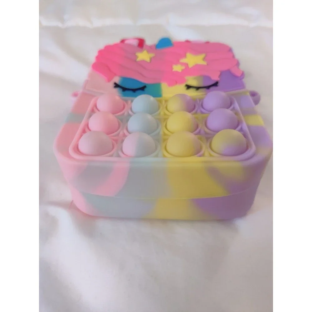 Girl's Unicorn Pop Bubble Fidget Purse Wallet with Colorful Strap